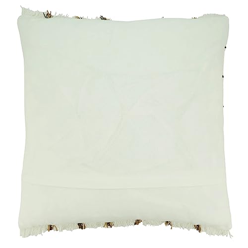Fennco Styles Striped Design Cotton Decorative Throw Pillow Cover 22" W x 22" L - Ivory Textured Cushion Case for Home, Couch, Bedroom, Living Room and Office Décor