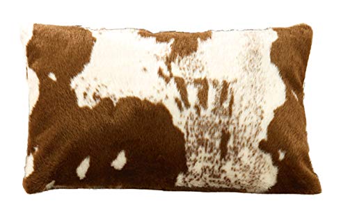 Fennco Styles Rustic Faux Fur Cowhide 14" W x 22" L Decorative Throw Pillow Case – Brown Fur Pillow Case for Couch, Bedroom and Living Room Décor
