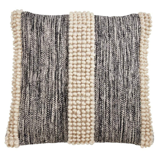 Fennco Styles Pom Pom Striped Cotton-Wool Decorative Throw Pillow – Luxury Textured Cushion for Couch, Sofa, Bedroom, Office and Living Room Décor