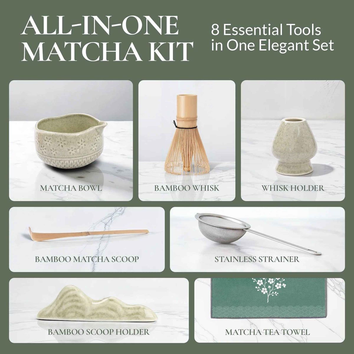 Matcha Whisk Set โ Bamboo Chasen + Ceramic Chawan Gift Set