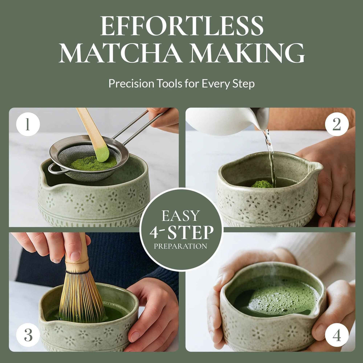 Matcha Whisk Set โ Bamboo Chasen + Ceramic Chawan Gift Set