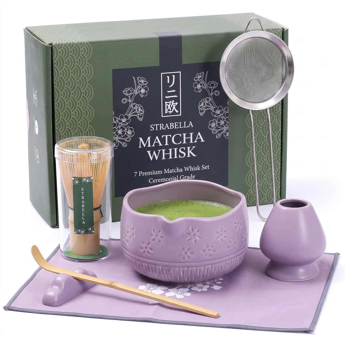 Matcha Whisk Set โ Bamboo Chasen + Ceramic Chawan Gift Set