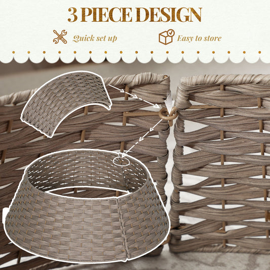 2.25 ft Rustic Christmas Tree Skirt with Metal Reinforcement - Natural
