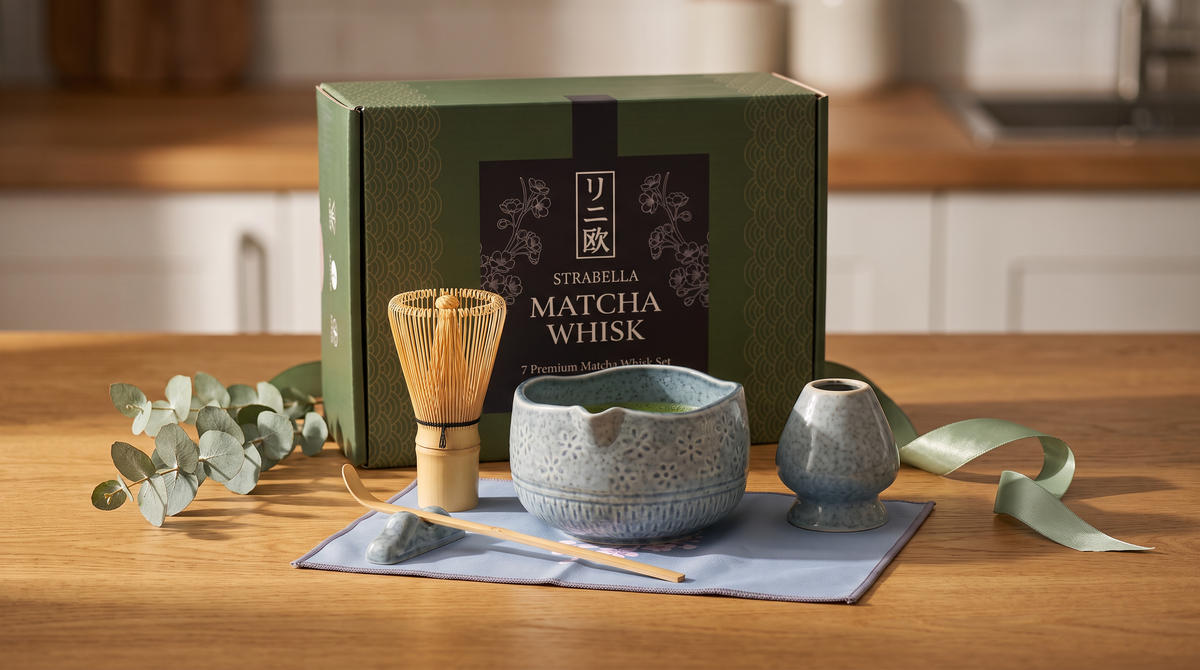 Matcha Whisk Set โ Bamboo Chasen + Ceramic Chawan Gift Set