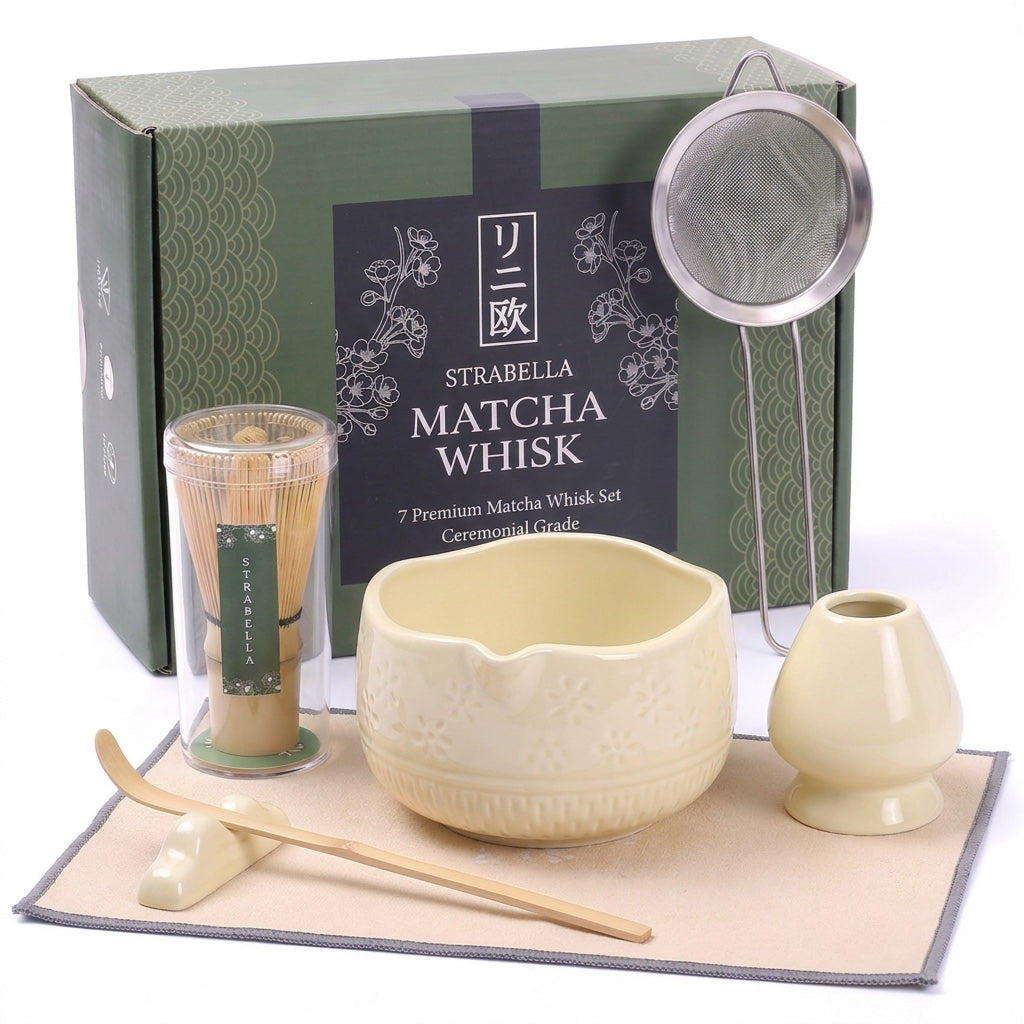 Matcha Whisk Set โ Bamboo Chasen + Ceramic Chawan Gift Set