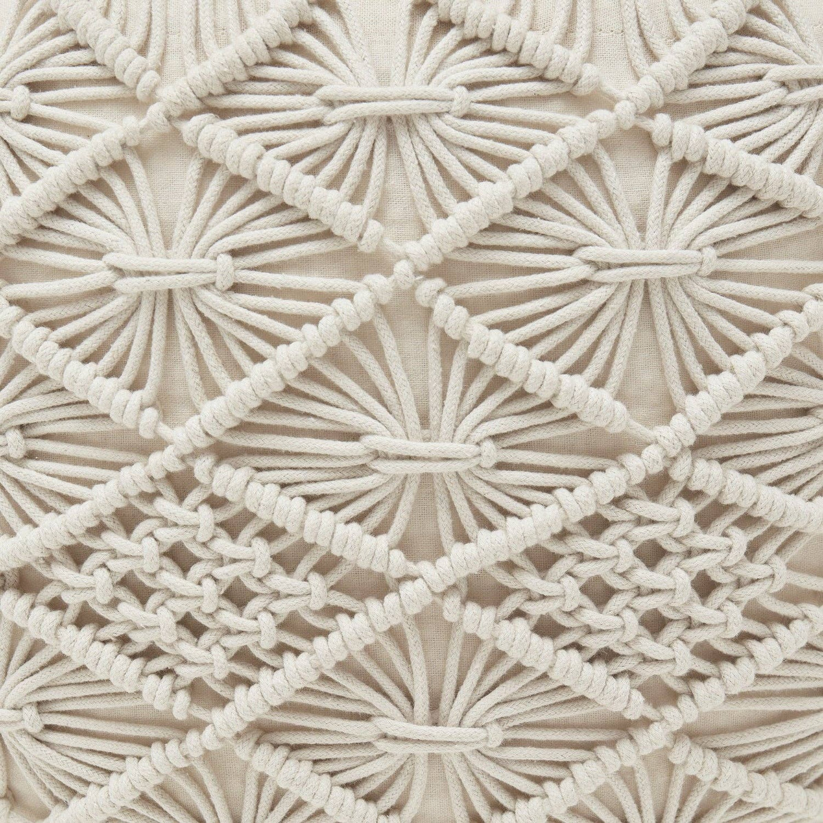 Cotton Macrame Braid Pouf Ottoman
