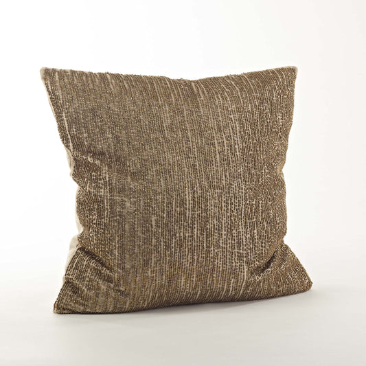 Fennco Styles Seed Beaded Design Decorative Filled Throw Pillow 18" W X 18" L - Natural Accent Pillow for Home, Couch, Living Room and Bedroom Decor